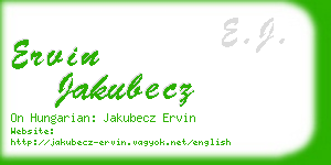 ervin jakubecz business card